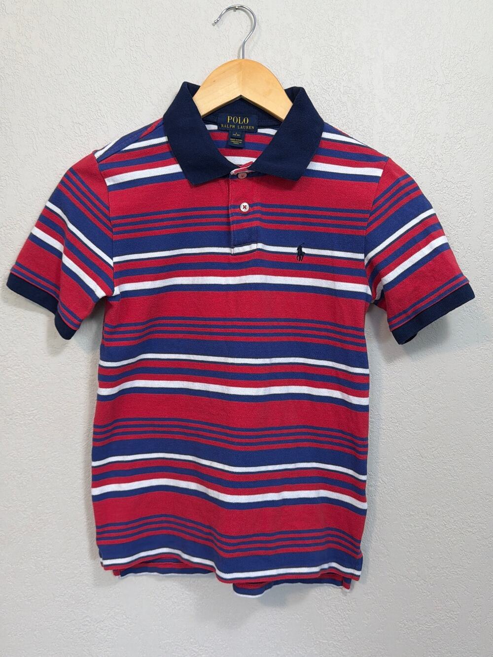 Polo Ralph Lauren Boy’s Blue & Red Striped 100 % Cotton Polo SZ L (14-16)